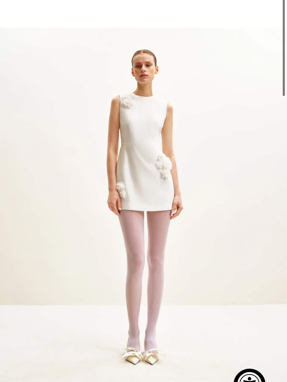 JW PEI White Mini Dress with Floral Appliqué